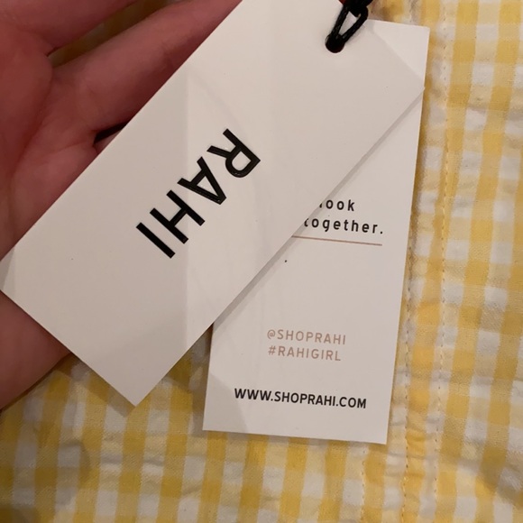 RAHI Kiley Gingham Check Mini Skirt & Crop Top Set Yellow White Size S - Picture 4 of 7